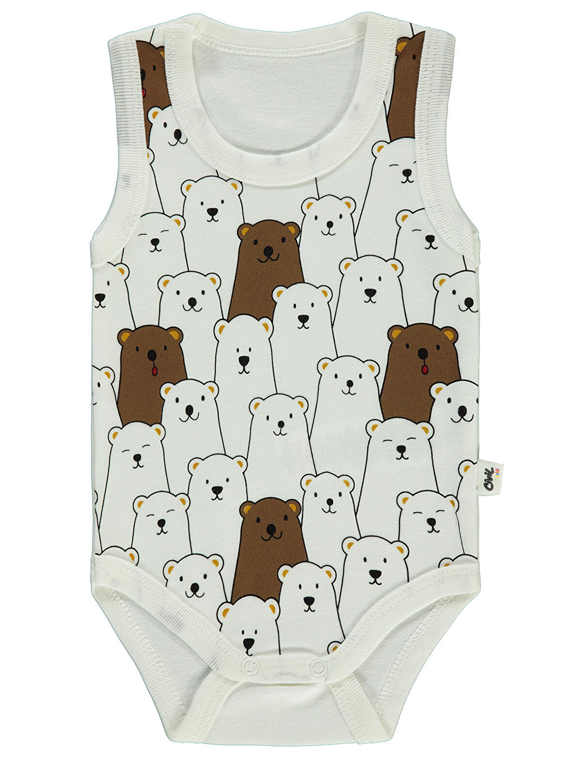 Civil Baby Erkek Bebek Çıtçıtlı Badi 1-18 Ay Ekru