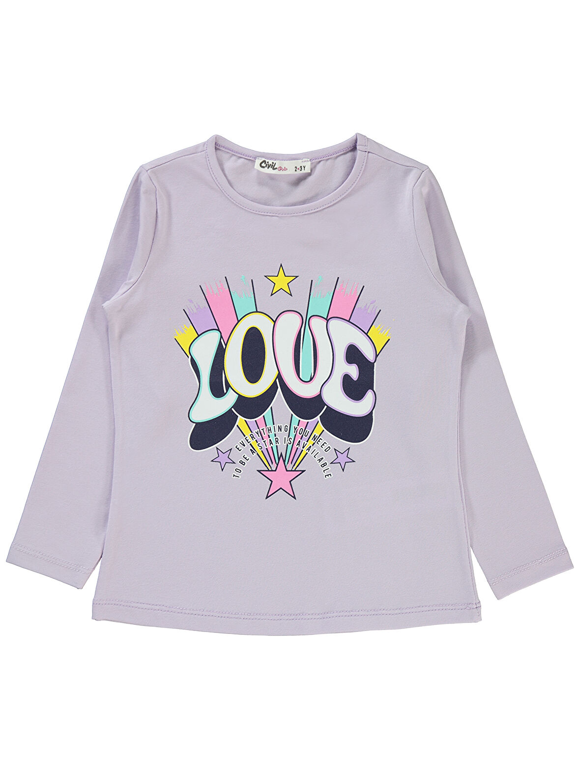 Civil Girls Kız Çocuk Sweatshirt 2-5 Yaş Nazik Lavanta