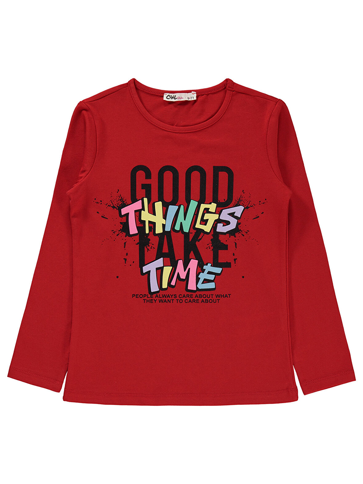 Civil Girls Kız Çocuk Sweatshirt 6-9 Yaş Kırmızı