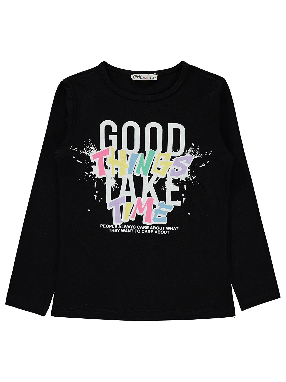 Civil Girls Kız Çocuk Sweatshirt 6-9 Yaş Siyah