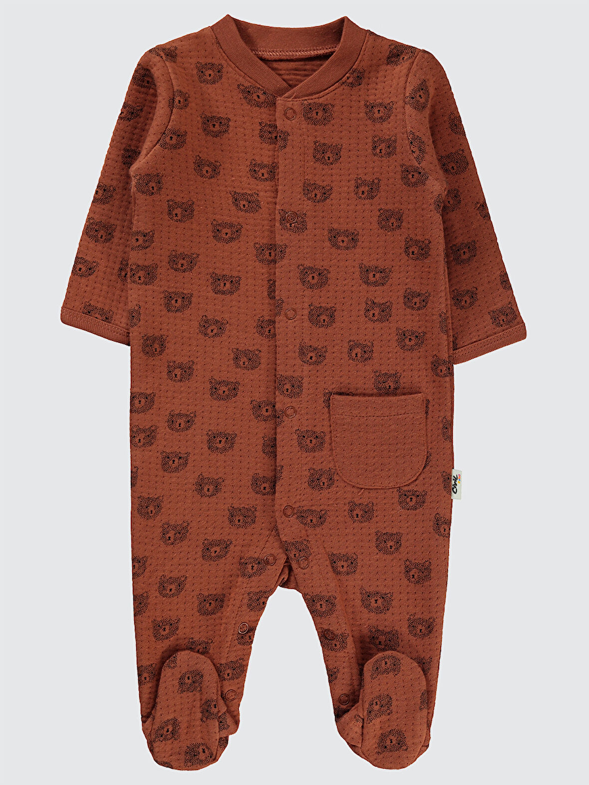 Civil Baby Erkek Bebek Patikli Tulum 1-6 Ay Kahve