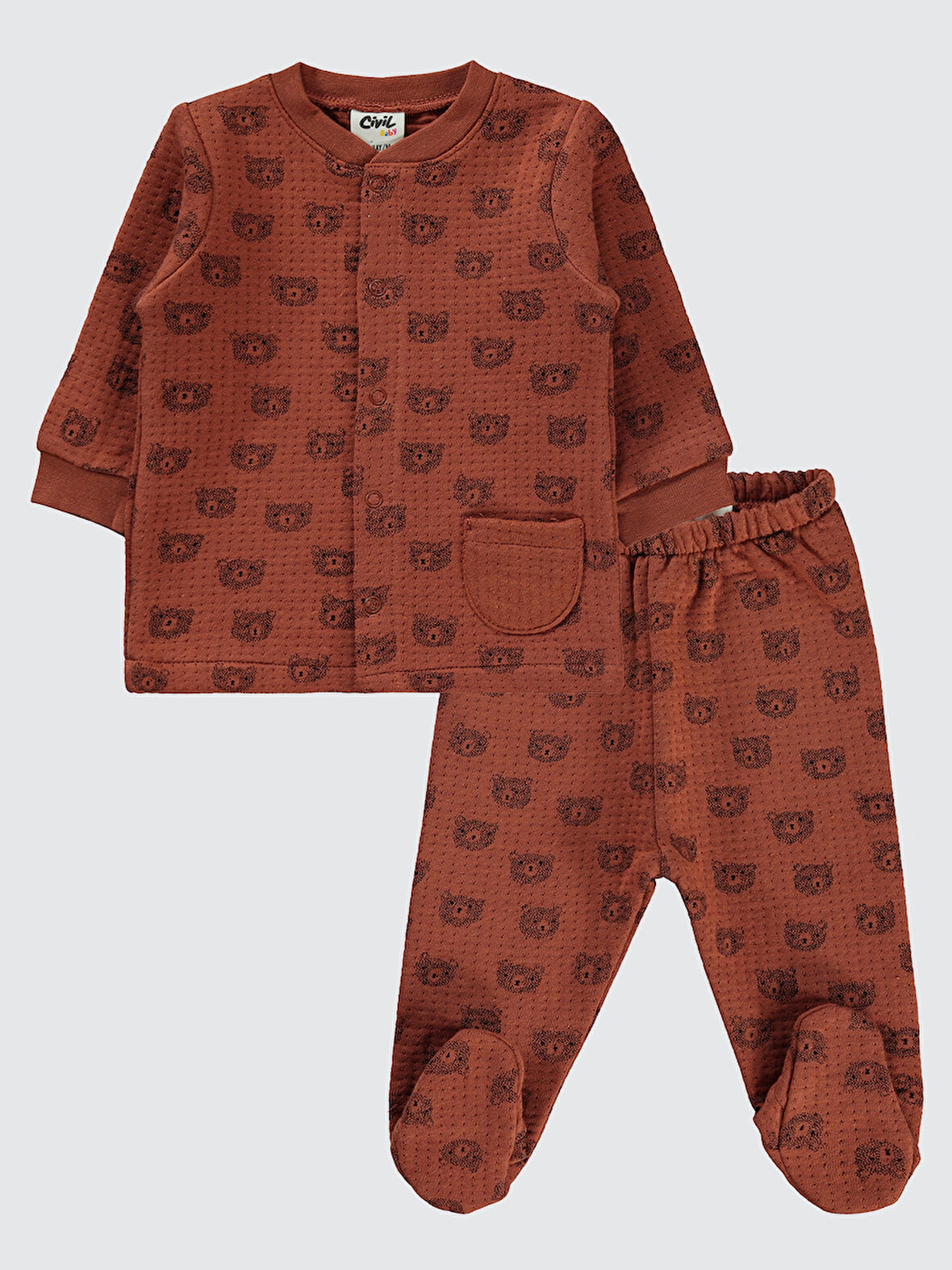 Civil Baby Erkek Bebek Pijama Takımı 1-6 Ay Kahve