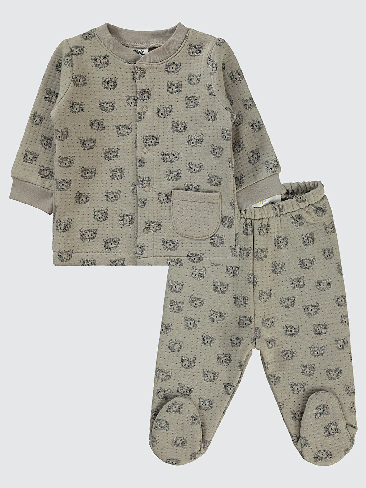 Civil Baby Erkek Bebek Pijama Takımı 1-6 Ay Vizon