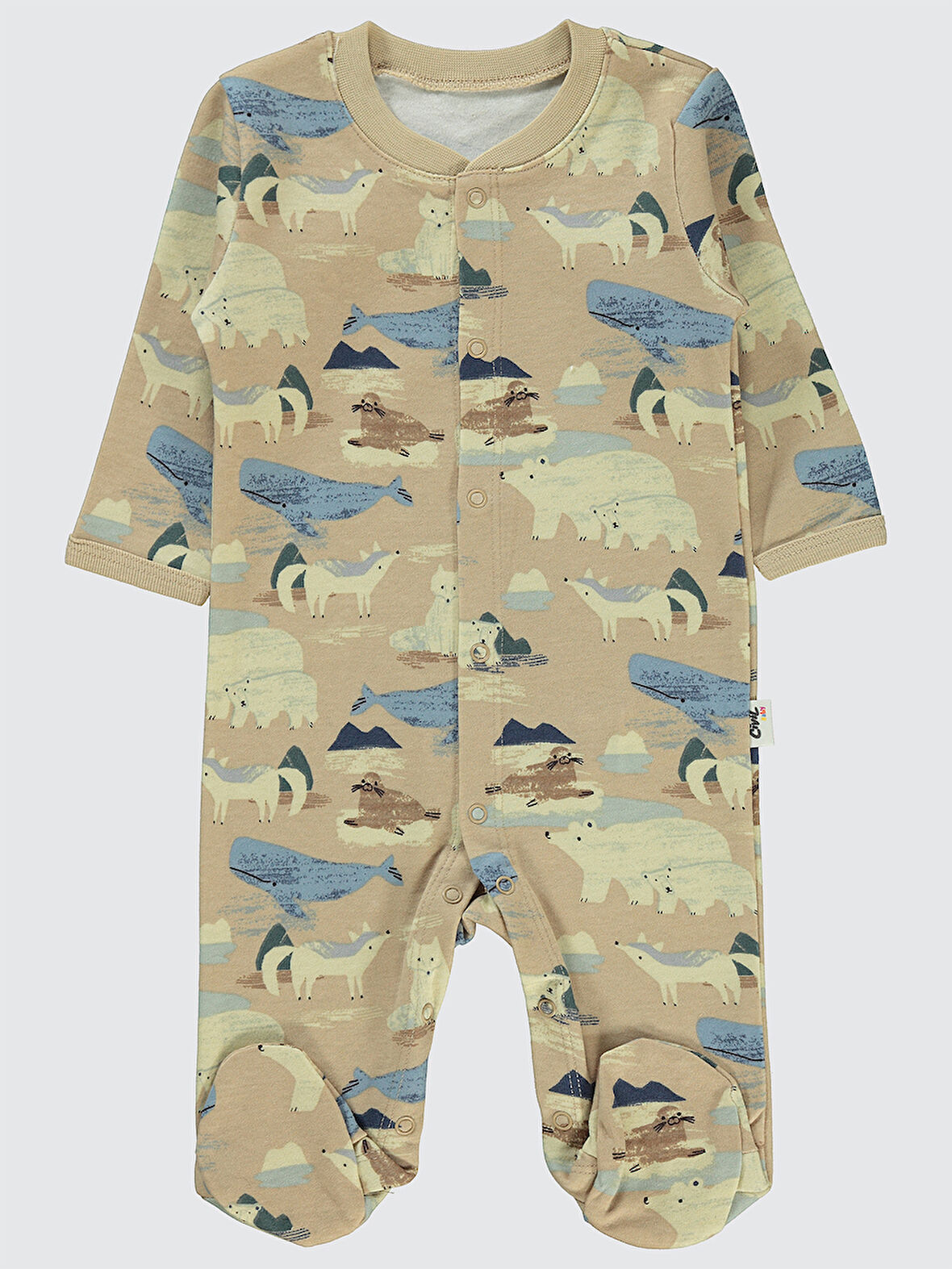 Civil Baby Erkek Bebek Patikli Tulum 1-6 Ay Sütlü Kahve