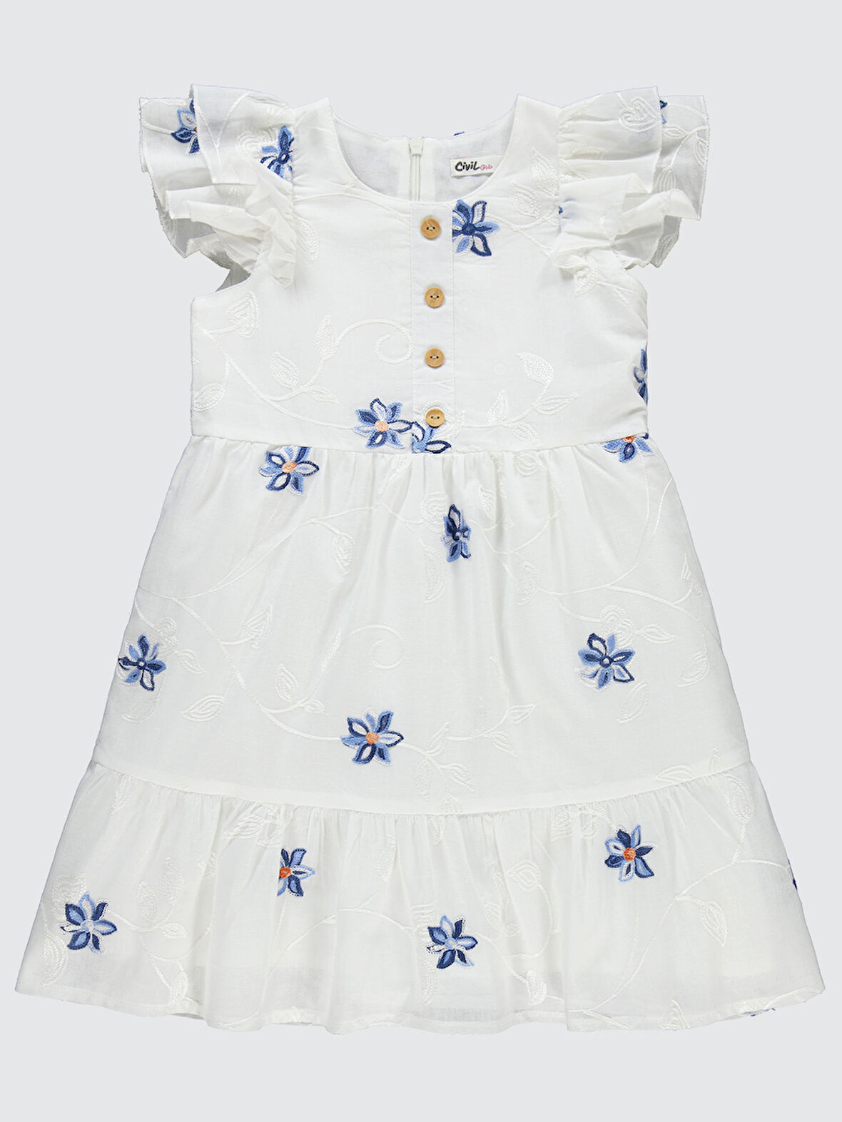 Civil Girls Kız Çocuk Elbise 6-9 Yaş Ekru