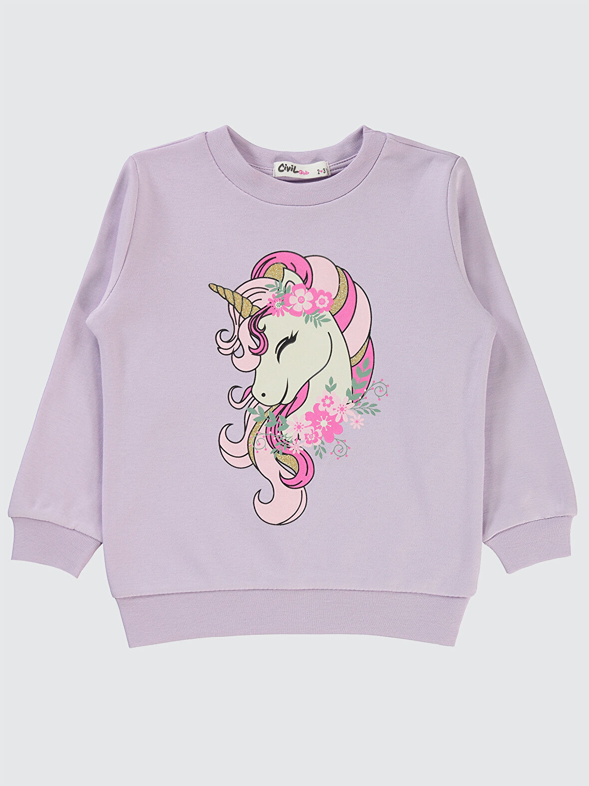 Civil Girls Kız Çocuk Sweatshirt 2-5 Yaş Nazik Lavanta