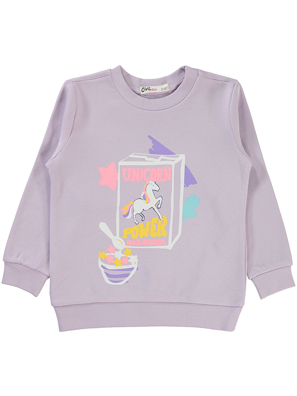 Civil Girls Kız Çocuk Sweatshirt 2-5 Yaş Nazik Lavanta