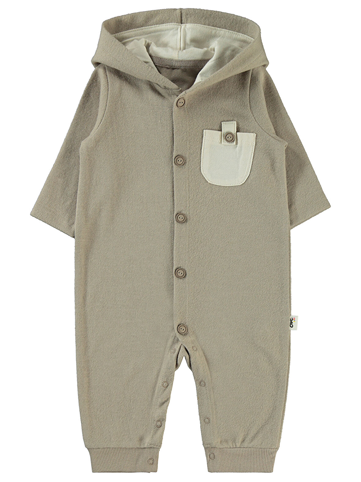 Civil Baby Erkek Bebek Kapşonlu Patiksiz Tulum 6-18 Ay Vizon