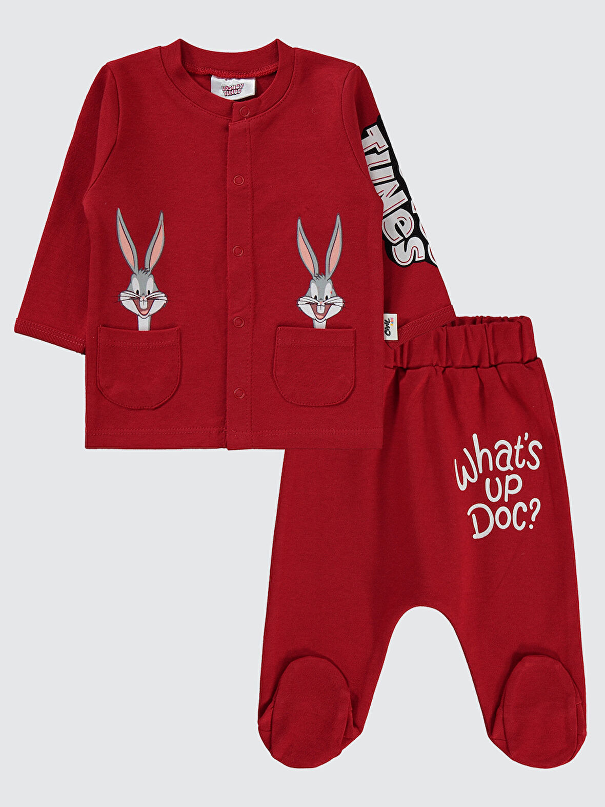 Bugs Bunny Erkek Bebek Pijama Takımı 1-6 Ay Kırmızı