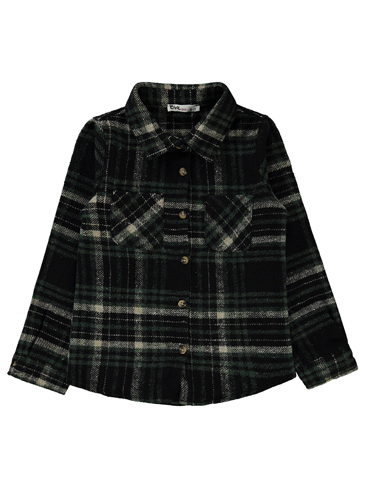 Civil Girls Kız Çocuk Gömlek 6-9 Yaş Yeşil 