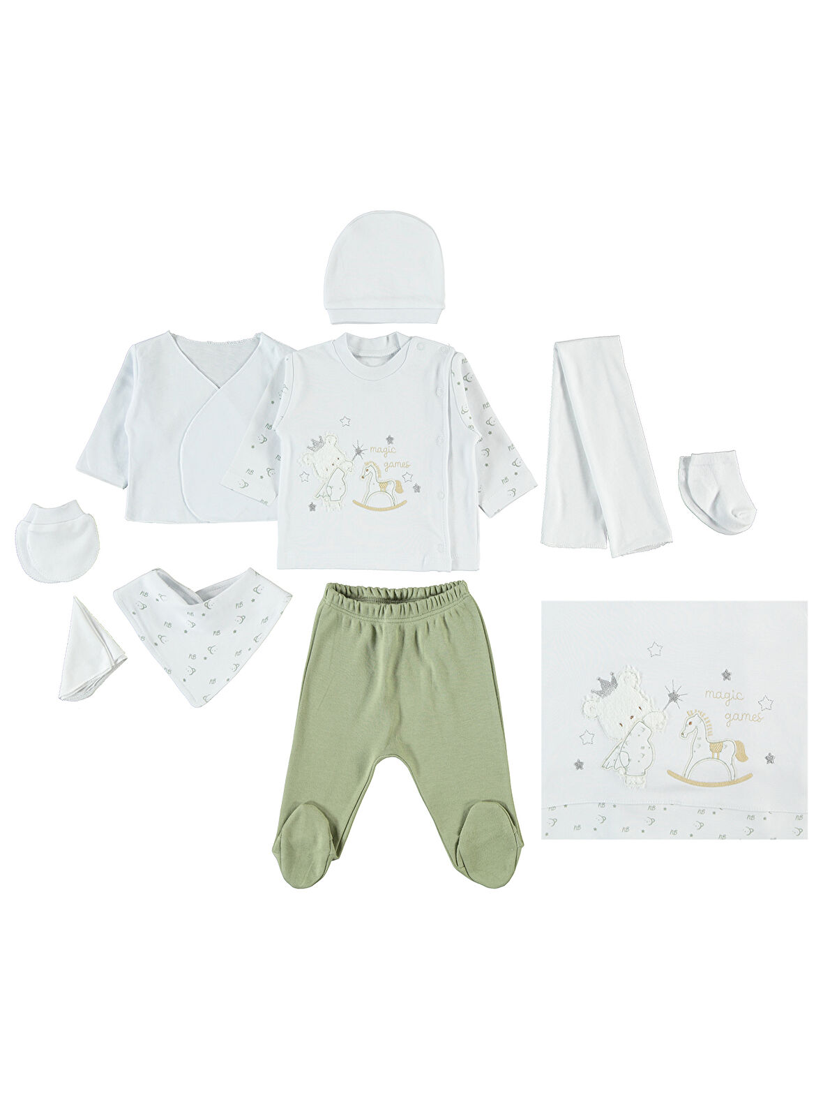 Civil Baby Kız Bebek Zıbın Setleri 0-1 Ay Yeşil