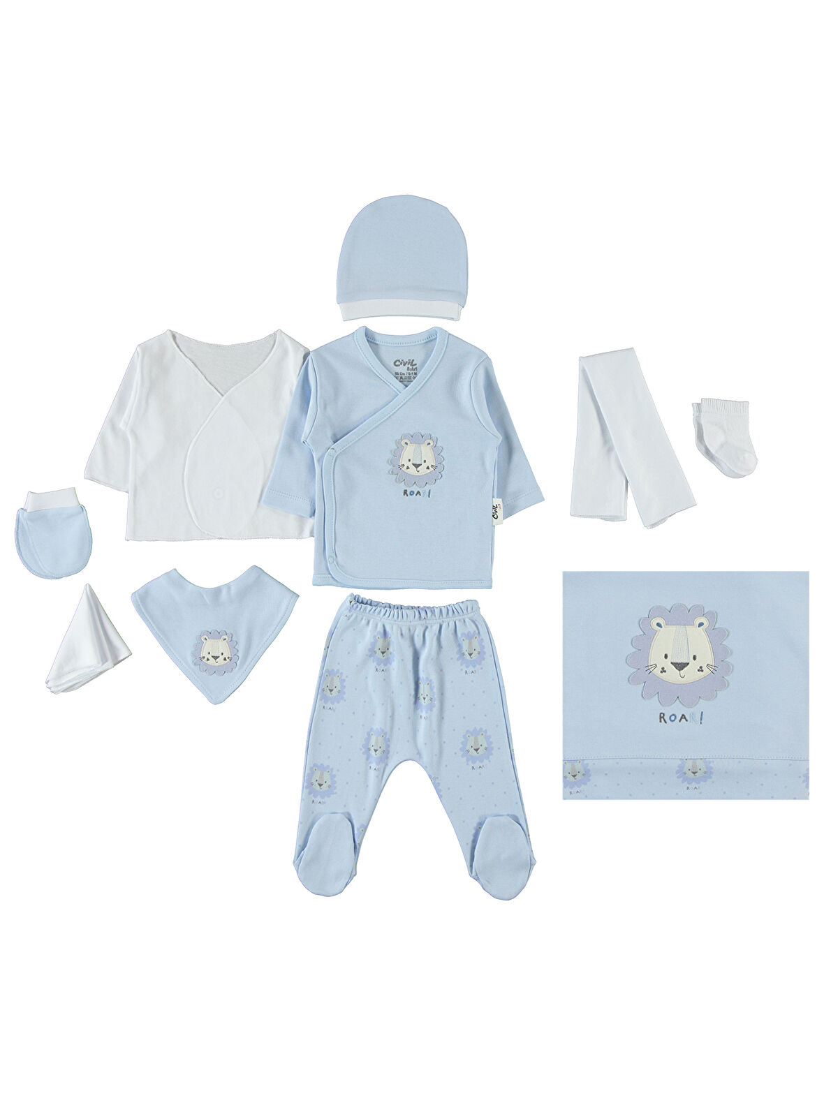 Civil Baby Erkek Bebek Zıbın Setleri 0-1 Ay Mavi