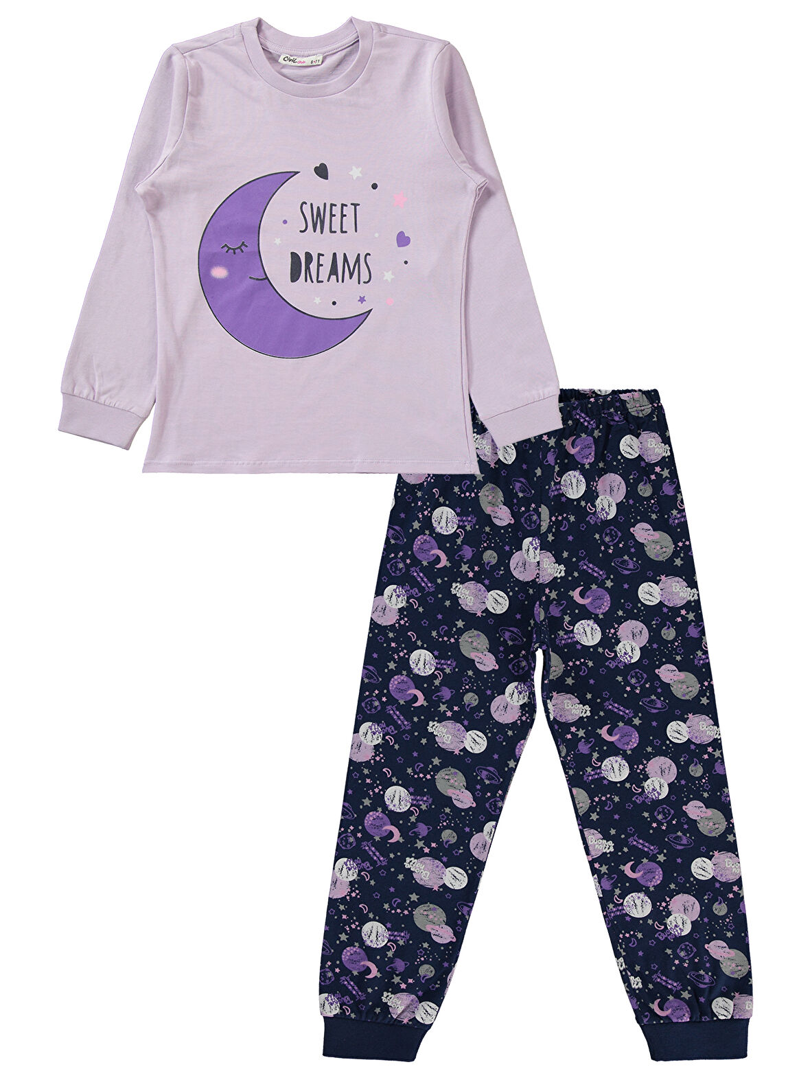 Civil Girls Kız Çocuk Pijama Takımı 6-9 Yaş Nazik Lavanta