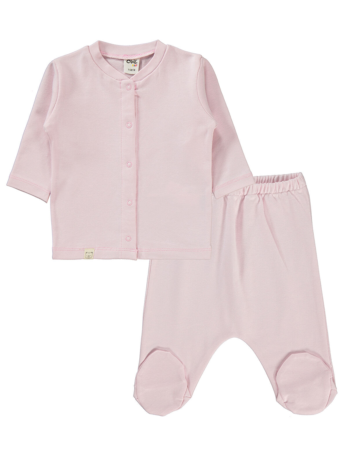 Civil Baby Erkek Bebek Pijama Takımı 1-6 Ay Pembe