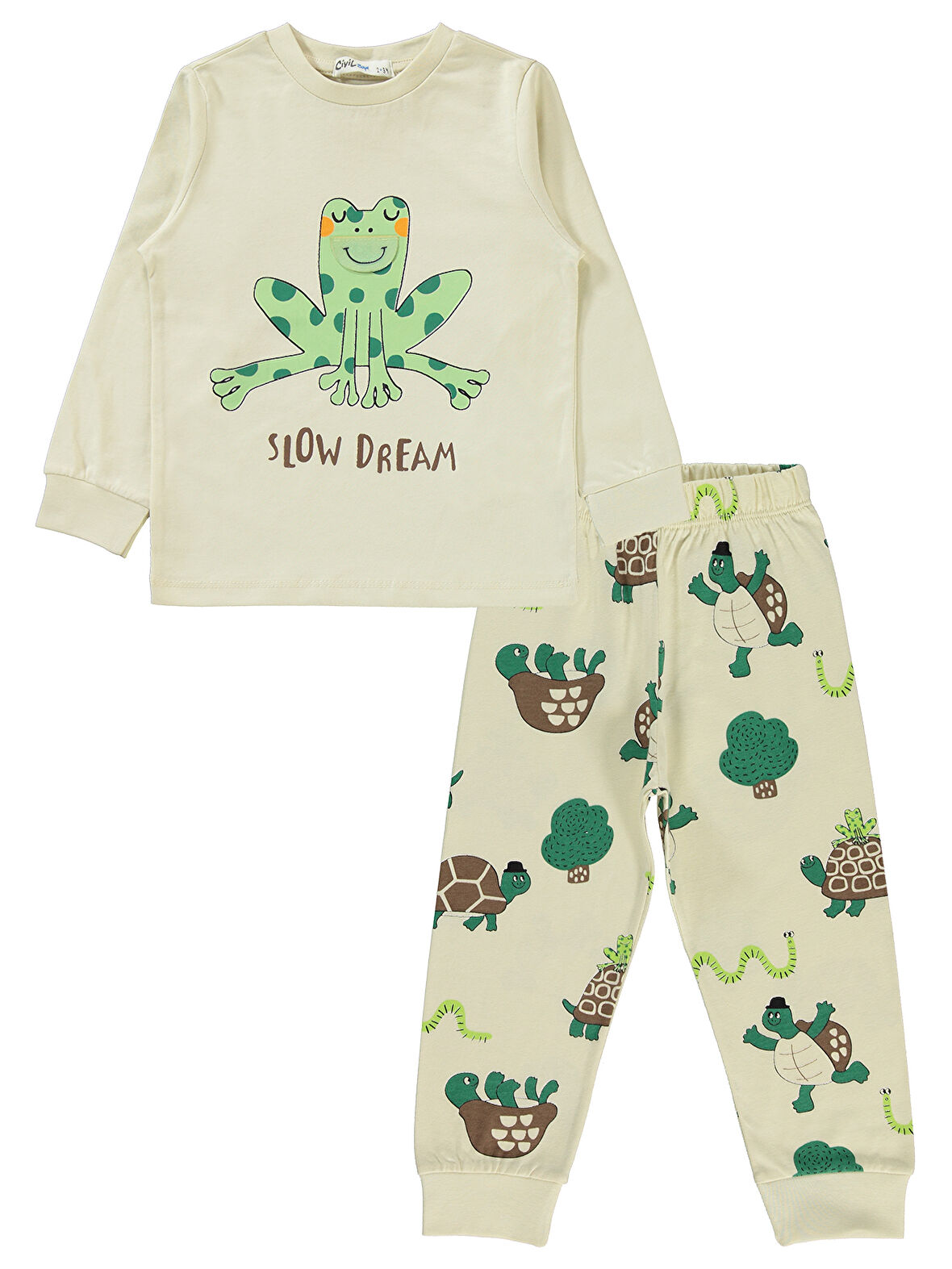 Civil Boys Erkek Çocuk Pijama Takımı 2-5 Yaş Taş Rengi