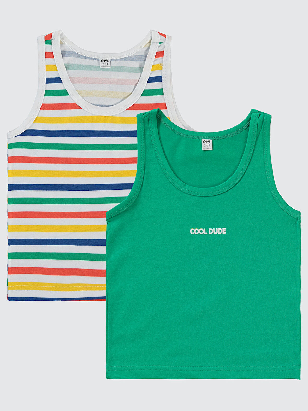 Civil Boys Erkek Çocuk 2'li Atlet Set 2-10 Yaş Yeşil