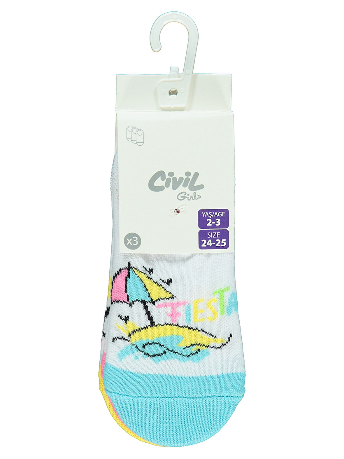 Civil Girls Kız Çocuk 3'lü Babet Çorap 2-12 Yaş Standart