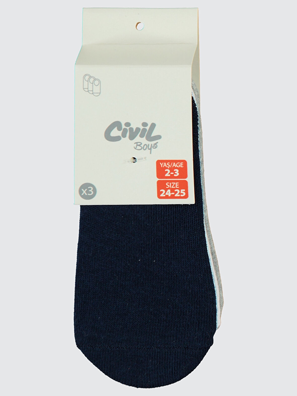 Civil Boys Erkek Çocuk 3'lü Babet Çorap 2-12 Yaş Siyah