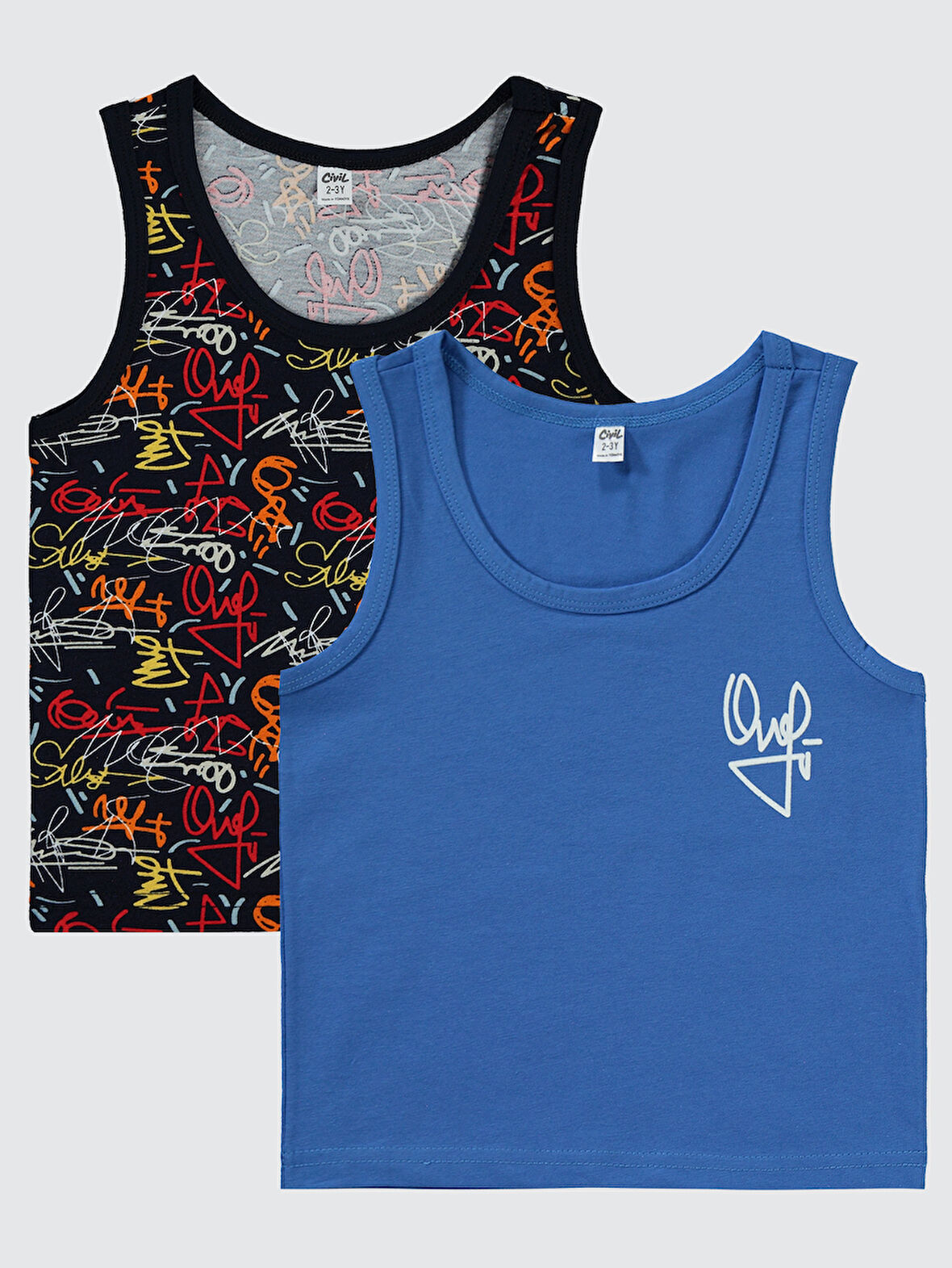 Civil Boys Erkek Çocuk 2'li Atlet Set 2-10 Yaş Mavi