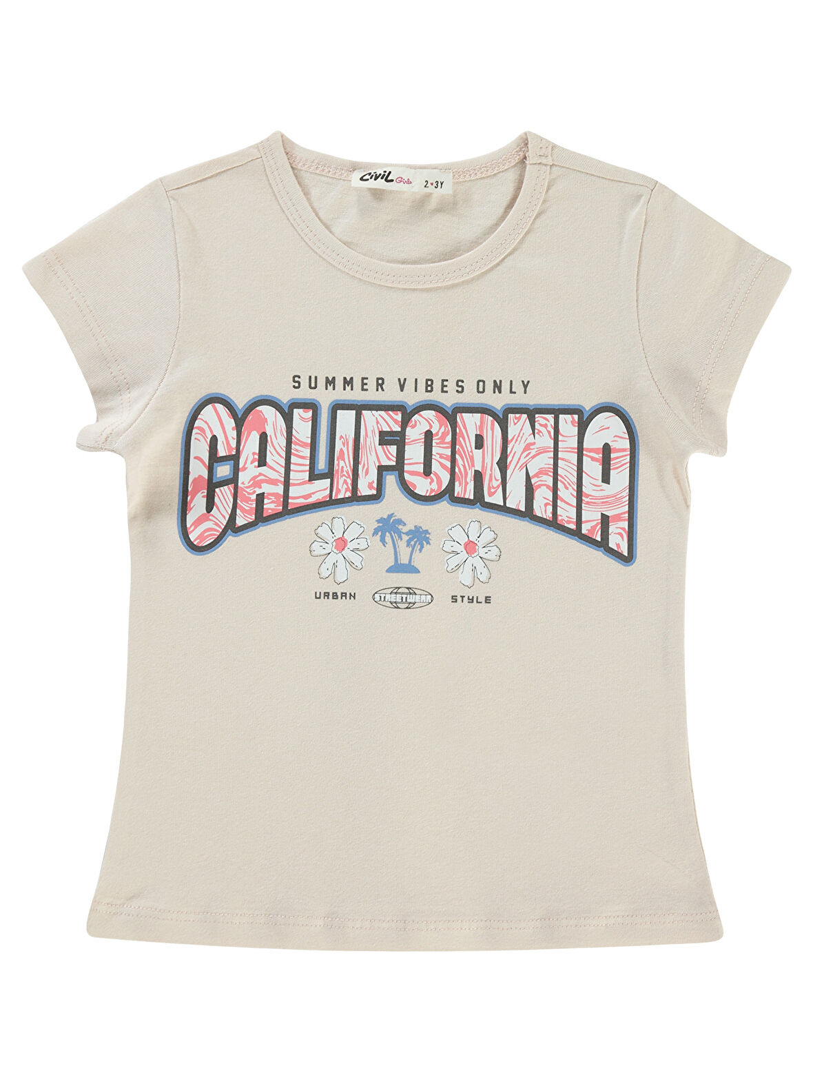Civil Girls Kız Çocuk Tişört 2-5 Yaş Açık Pudra
