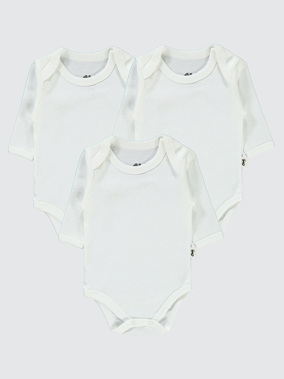 Civil Baby Bebek 3'lü Çıtçıtlı Badi 12-36 Ay Beyaz