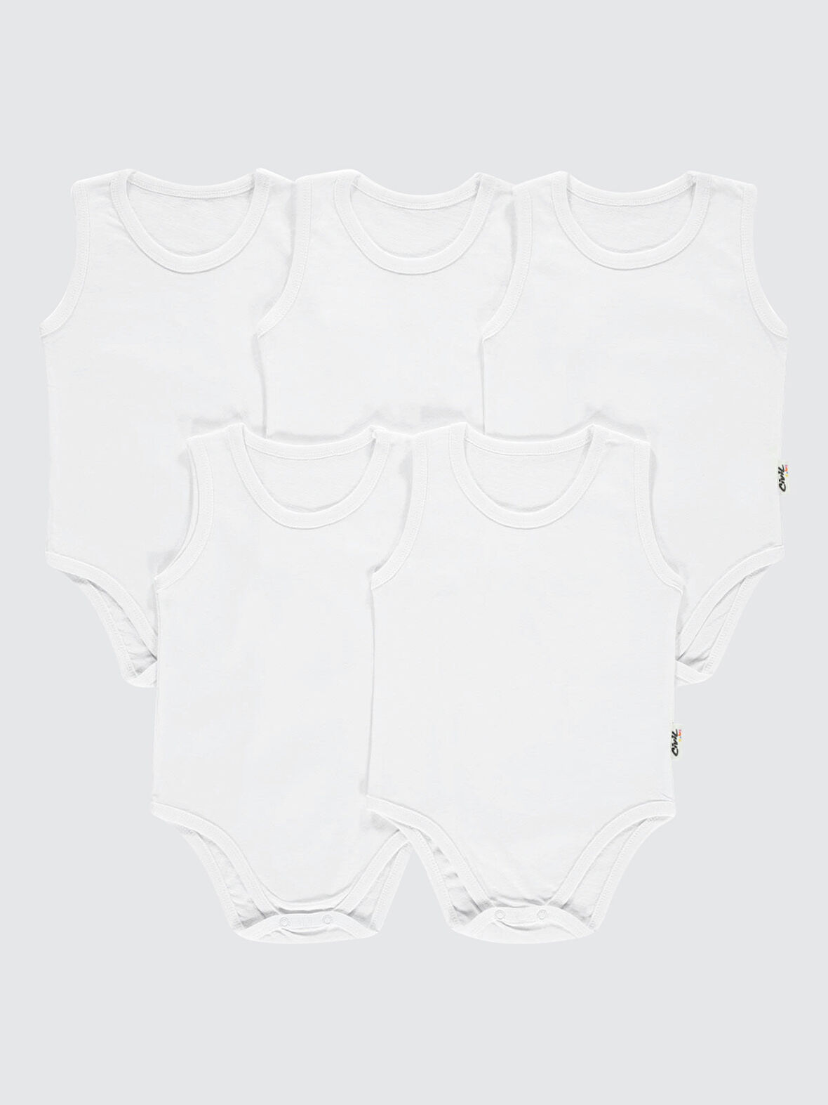 Civil Baby Bebek 5'li Çıtçıtlı Badi 3-9 Ay  Beyaz