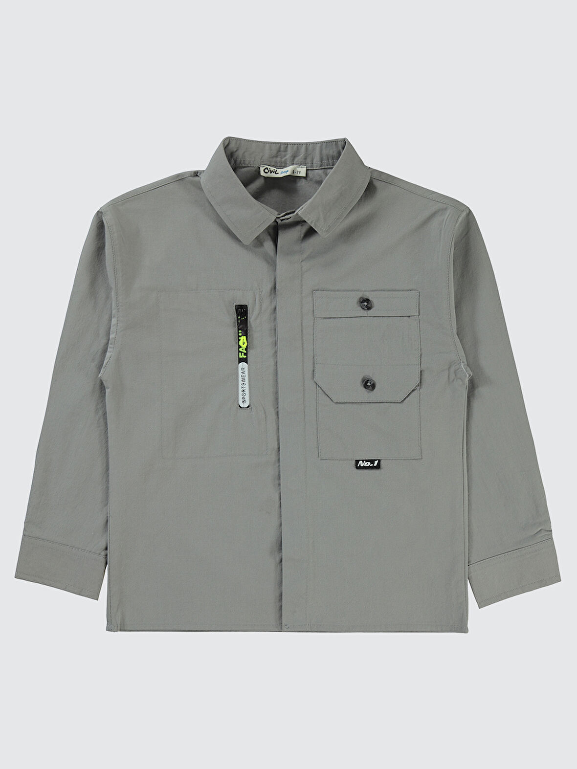 Civil Boys Erkek Çocuk Gömlek 10-13 Yaş Gri