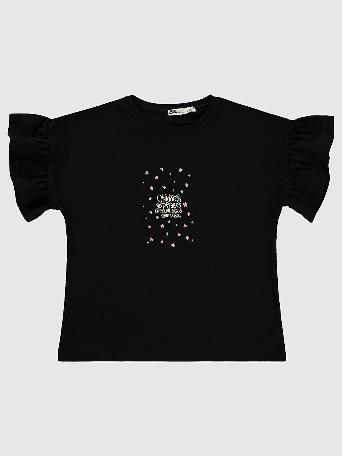 Civil Girls Kız Çocuk Tişört 6-9 Yaş Siyah