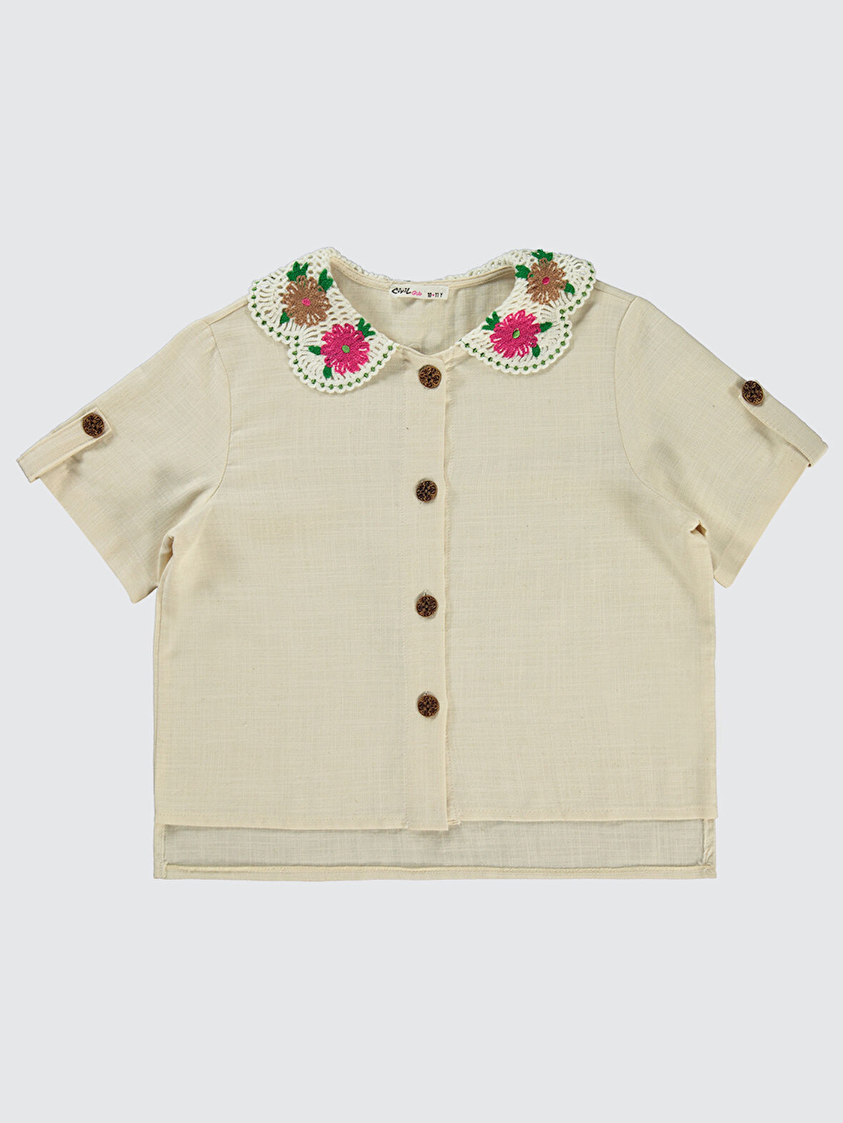 Civil Girls Kız Çocuk Gömlek 10-13 Yaş Ekru