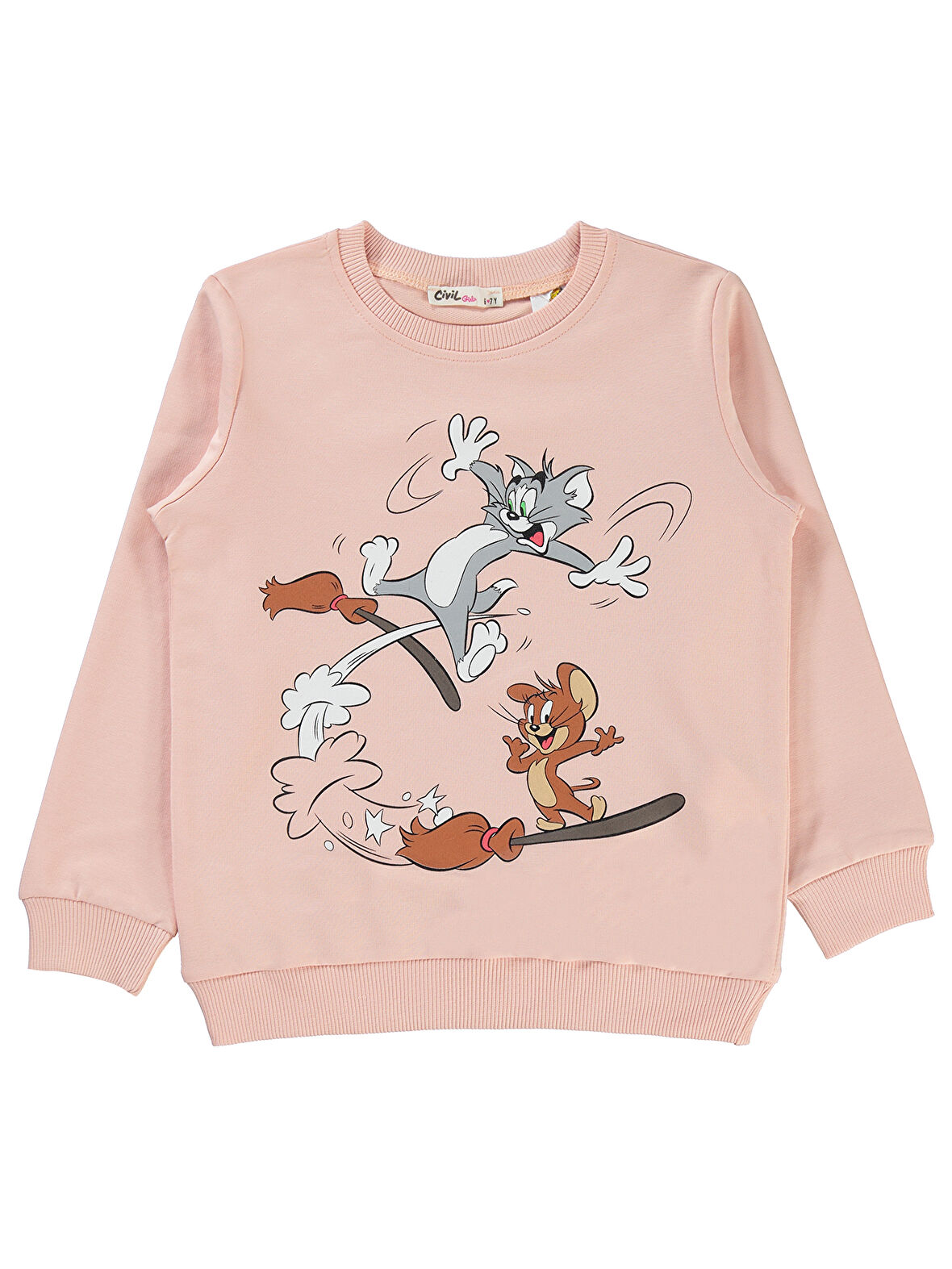 Tom And Jerry Kız Çocuk Sweatshirt 6-9 Yaş Açık Pudra