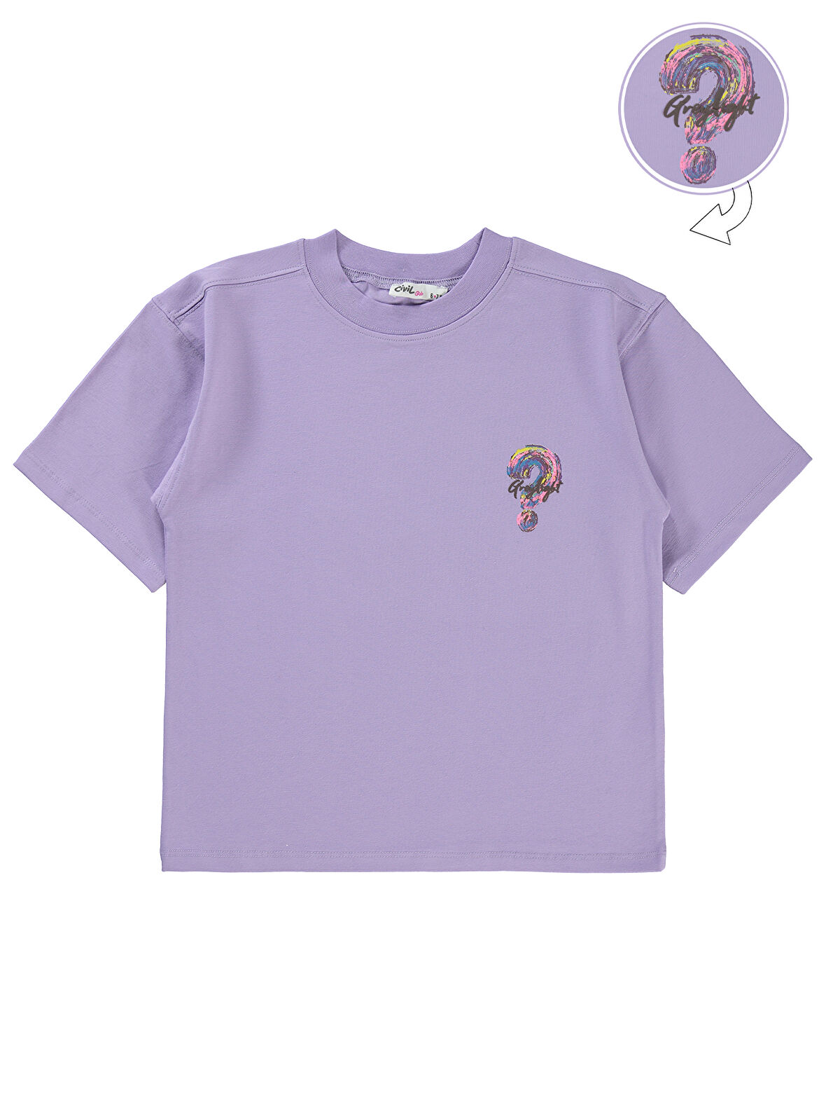 Civil Girls Kız Çocuk Oversize Tişört 10-13 Yaş Lila
