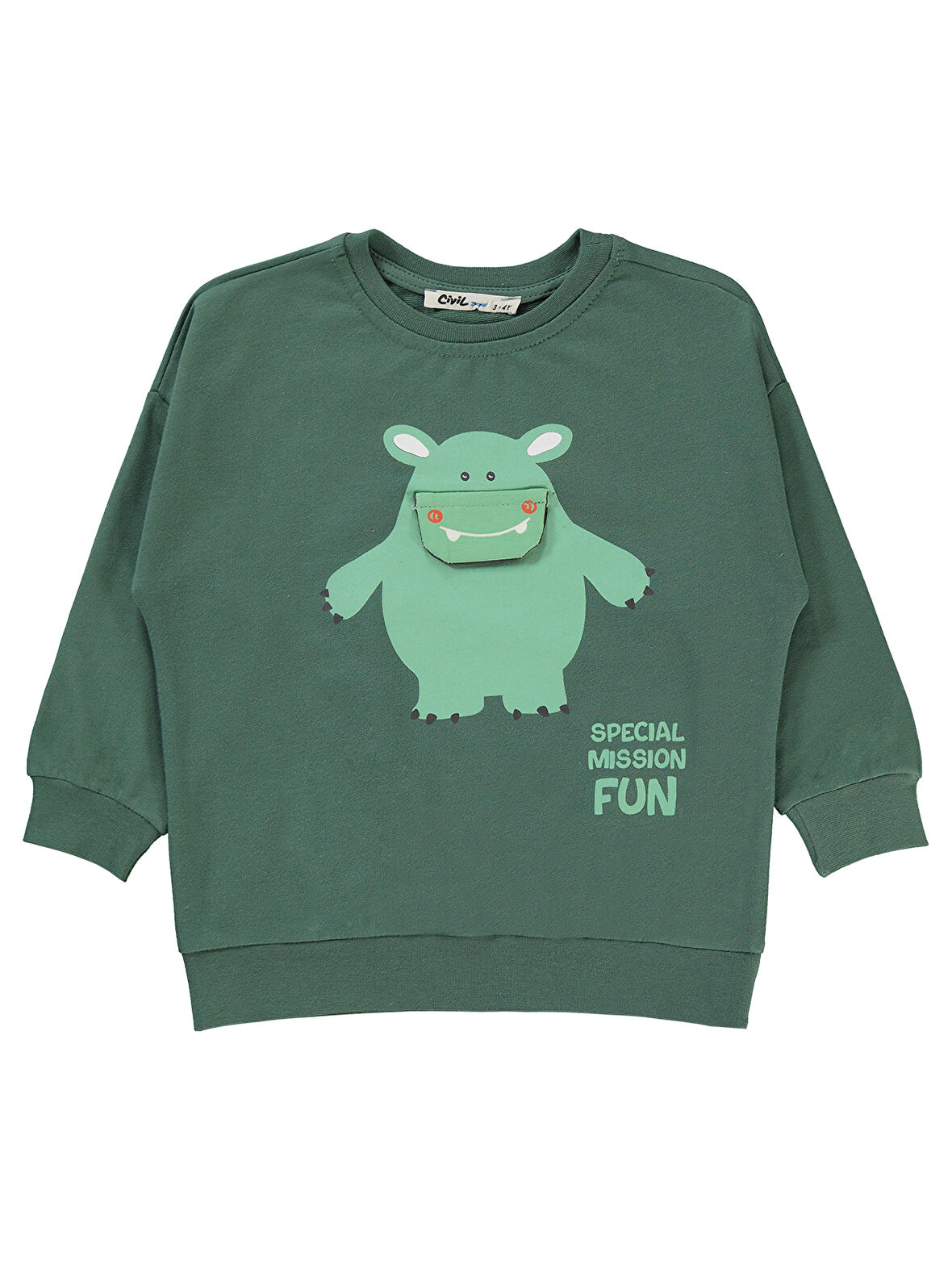 Civil Boys Erkek Çocuk Sweatshirt 2-5 Yaş Soft Haki