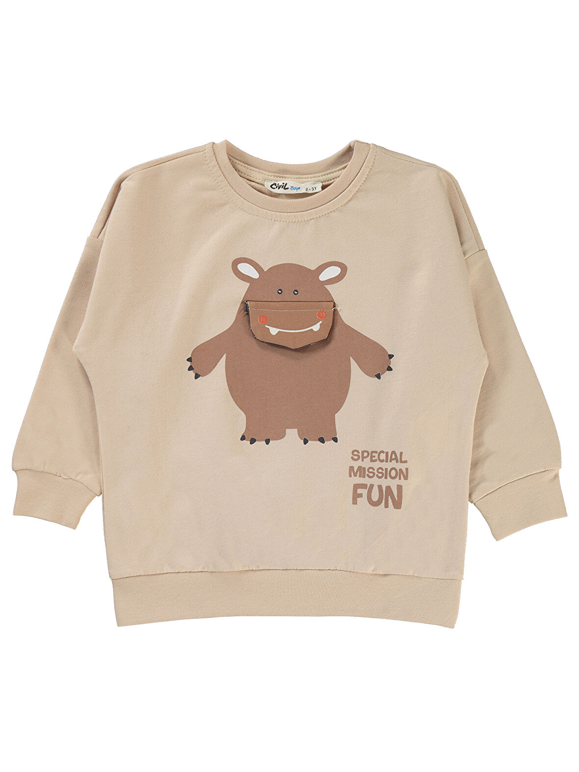 Civil Boys Erkek Çocuk Sweatshirt 2-5 Yaş Taş Rengi