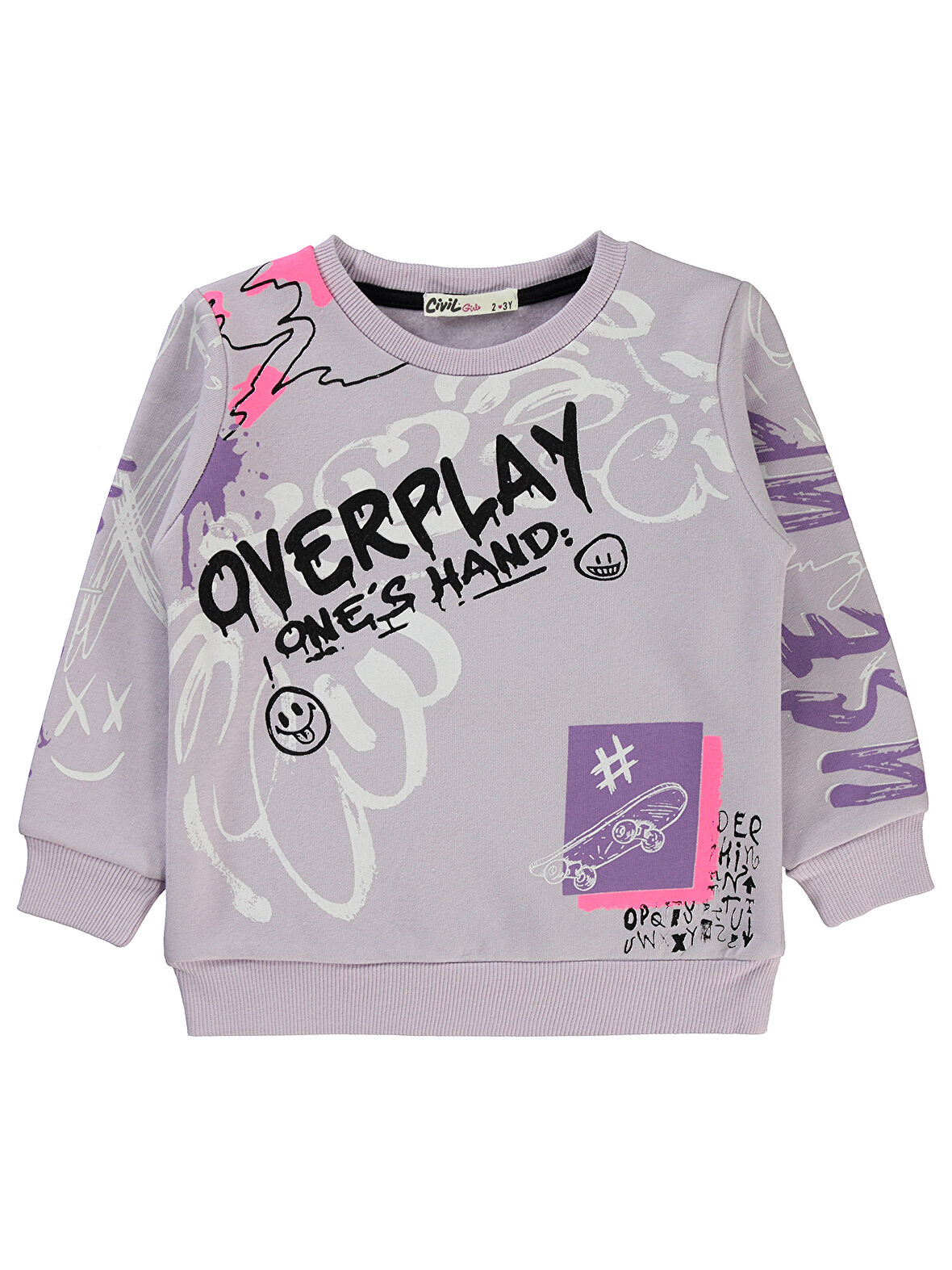 Civil Girls Kız Çocuk Sweatshirt 2-5 Yaş Nazik Lavanta
