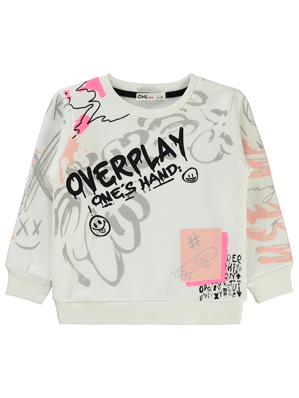 Civil Girls Kız Çocuk Sweatshirt 2-5 Yaş Ekru