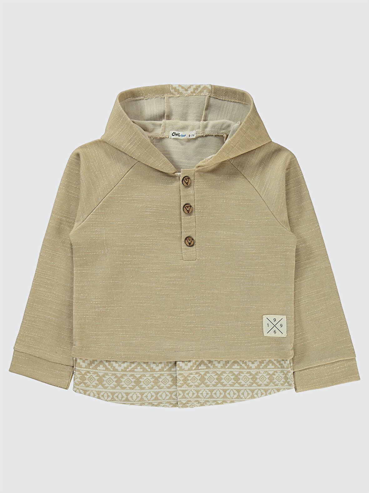 Civil Boys Erkek Çocuk Kapüşonlu Sweatshirt 6-9 Yaş Bisküvi