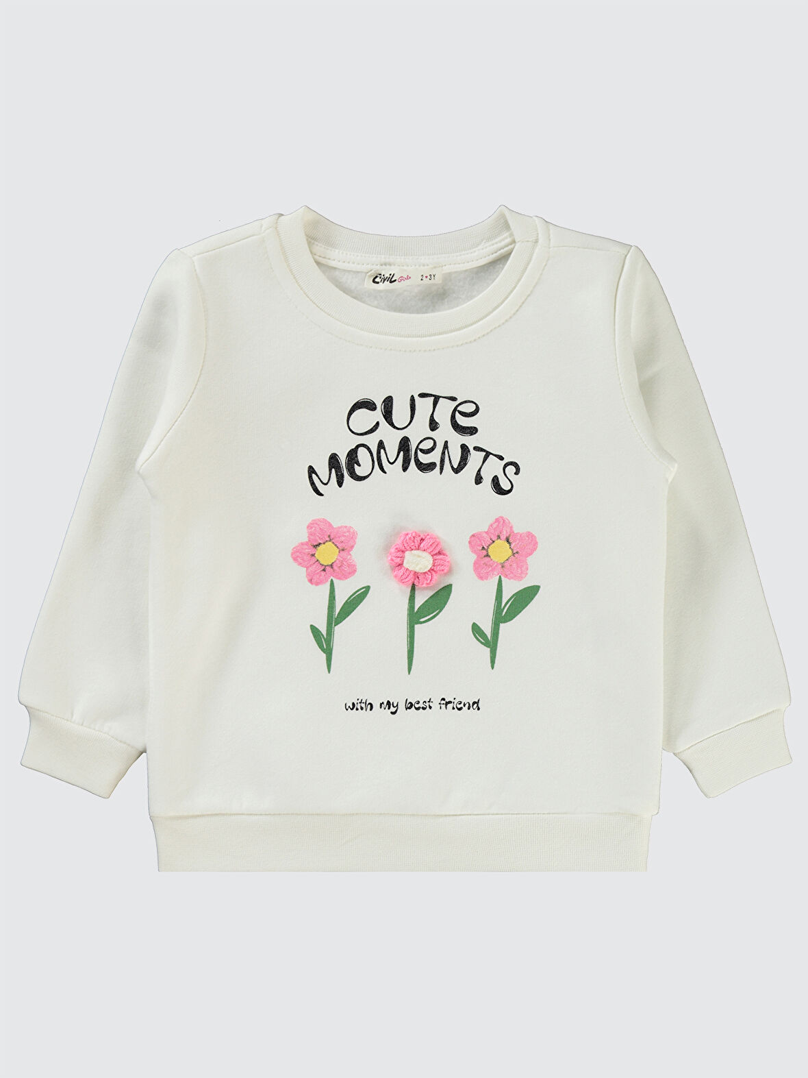 Civil Girls Kız Çocuk Sweatshirt 2-5 Yaş Ekru