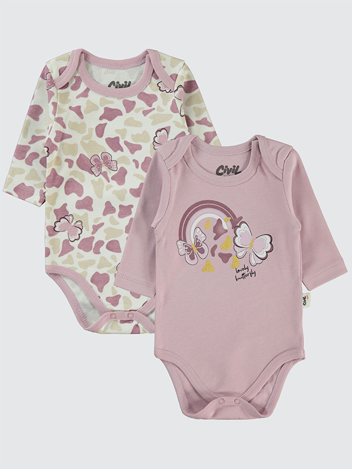 Civil Baby Kız Bebek 2'li Çıtçıtlı Badi 3-18 Ay Lila
