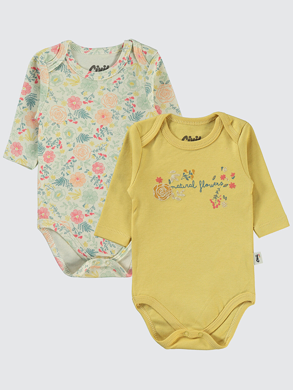 Civil Baby Kız Bebek 2'li Çıtçıtlı Badi 3-18 Ay Hardal