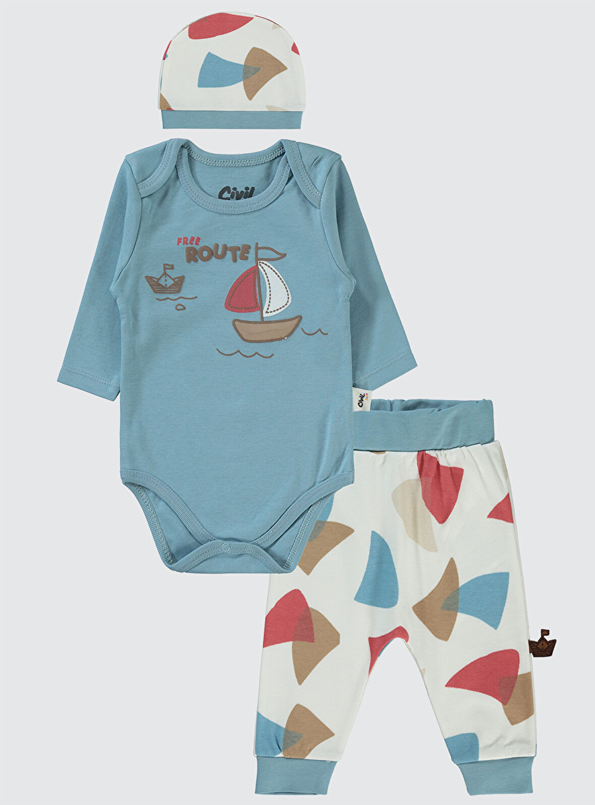 Civil Baby Erkek Bebek 3'lü Takım 6-18 Ay Mavi