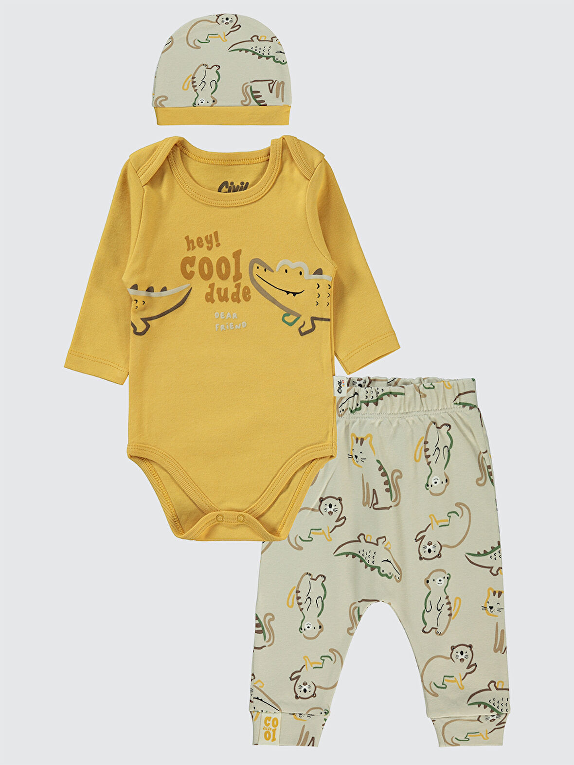 Civil Baby Erkek Bebek 3'lü Takım 6-18 Ay Hardal