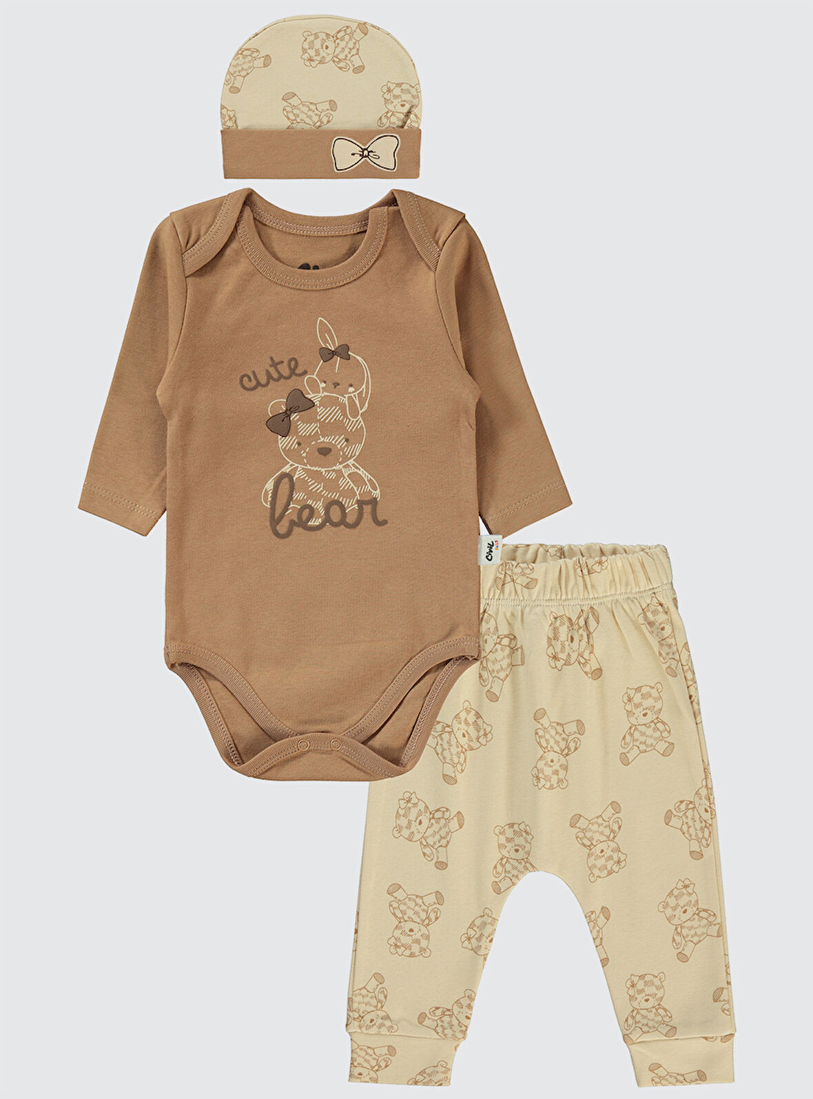 Civil Baby Kız Bebek 3'lü Takım 6-18 Ay Kahve