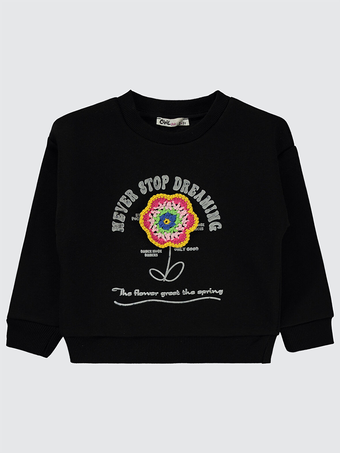 Civil Girls Kız Çocuk Sweatshirt 2-5 Yaş Siyah