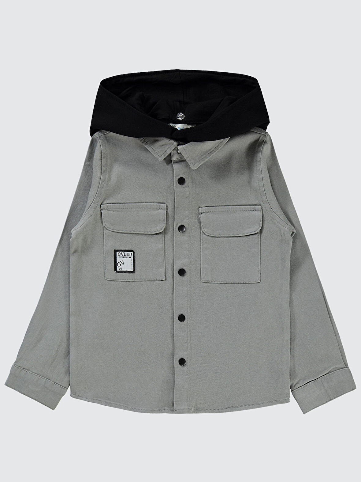 Civil Boys Erkek Çocuk Kapşonlu Gömlek 10-13 Yaş Gri