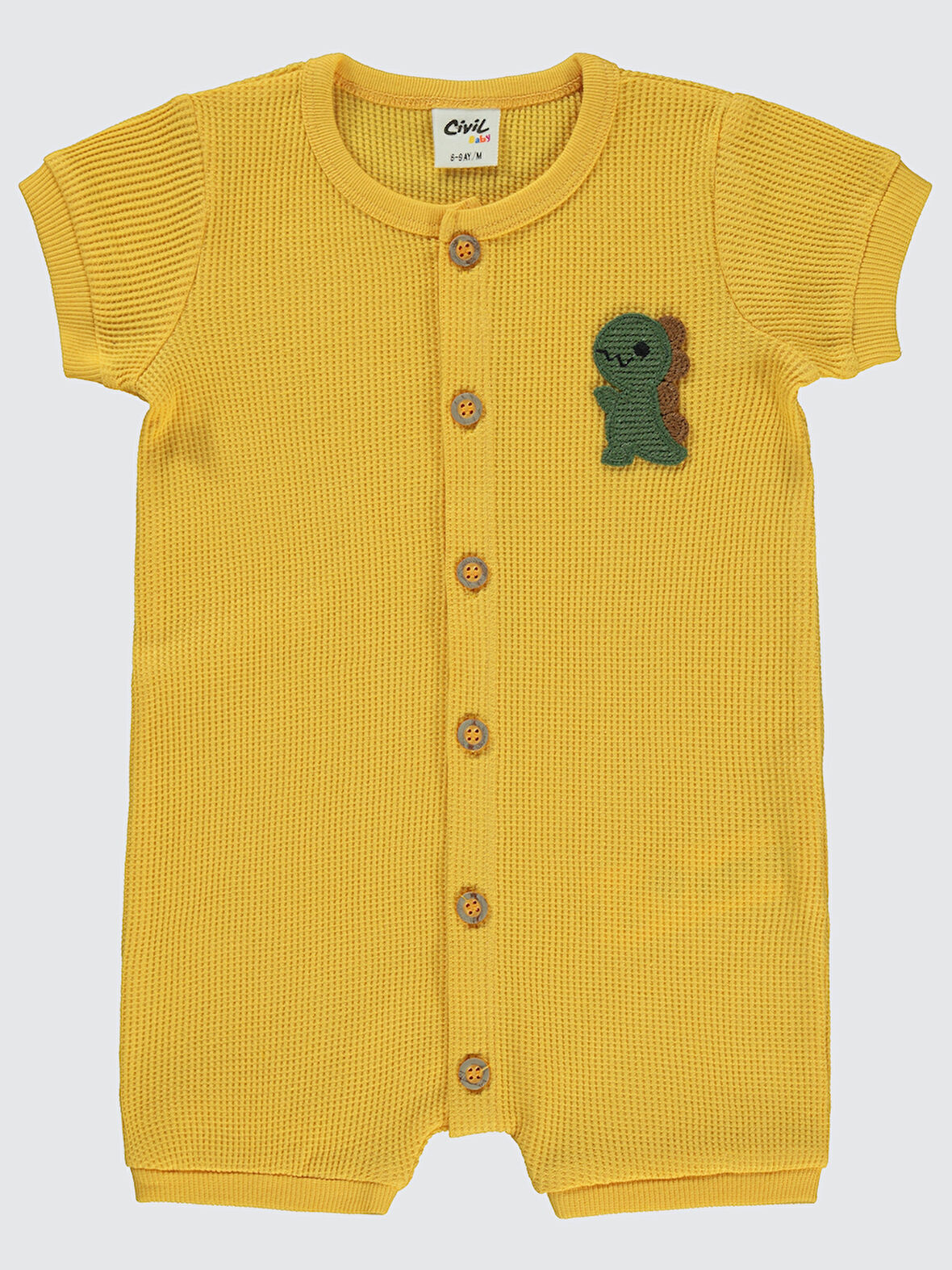 Civil Baby Erkek Bebek Patiksiz Tulum 6-18 Ay Soft Sarı