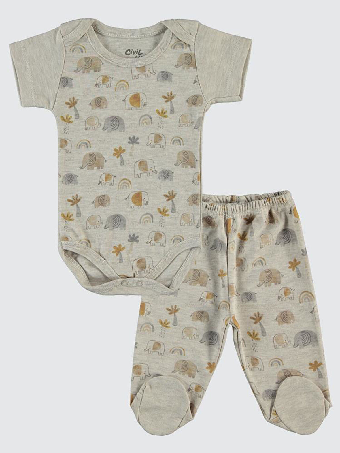Civil Baby Erkek Bebek 6'lı Zıbın Setleri  - Bej0-1 Ay