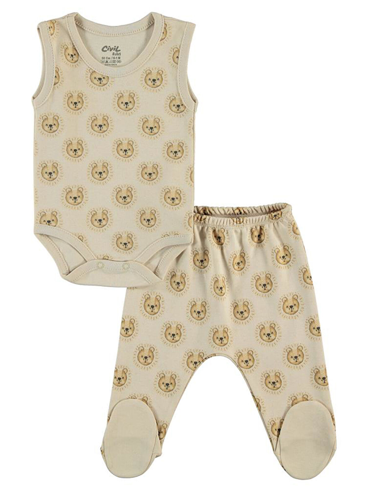 Civil Baby Erkek Bebek 6'lı Zıbın Setleri  - Bej0-1 Ay