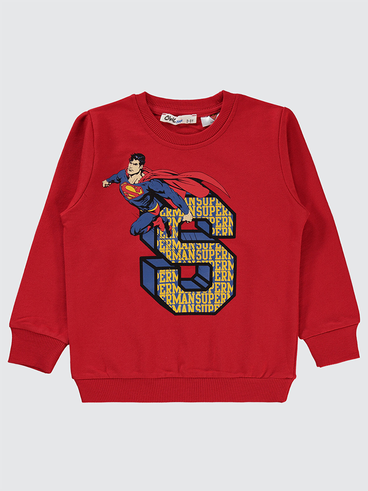 Superman Erkek Çocuk Sweatshirt 2-5 Yaş Kırmızı