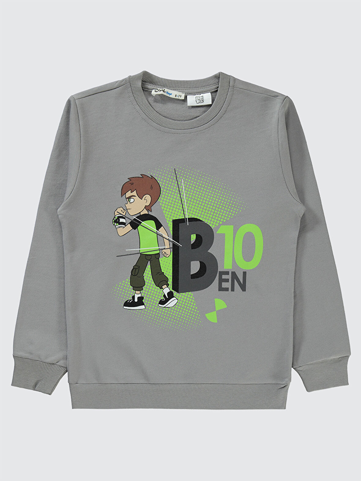 Ben10 Erkek Çocuk Sweatshirt 6-9 Yaş Gri