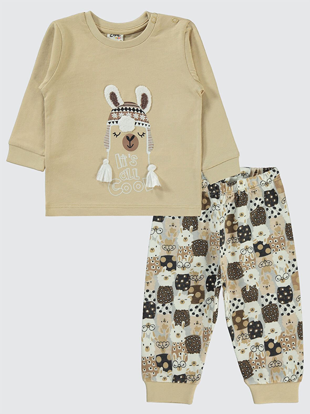 Civil Baby Kız Bebek Pijama Takımı 6-18 Ay Sütlü Kahve